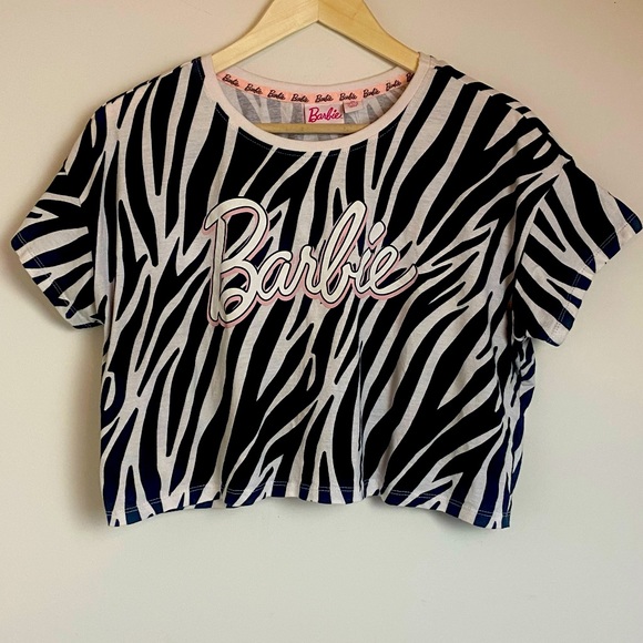 Barbie Tops Barbie Logo Zebra Print Crop Top Medium Poshmark